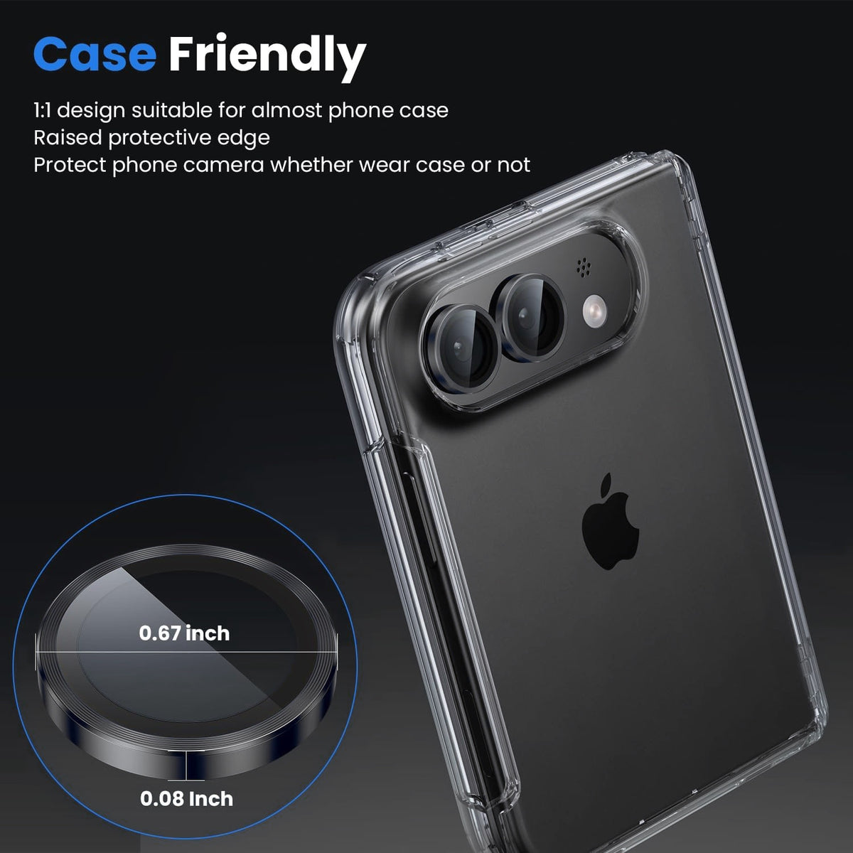 iPhone Duo Eagle Eye AR+AF Camera Lens Protector with Removal Tool [Black]