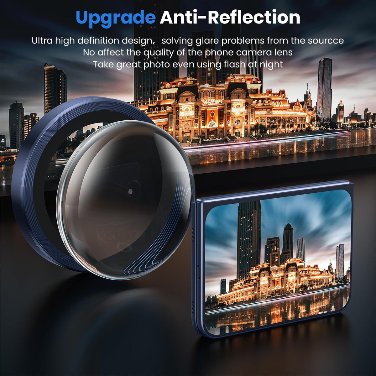 iPhone Duo Eagle Eye AR+AF Camera Lens Protector with Removal Tool [Blue]
