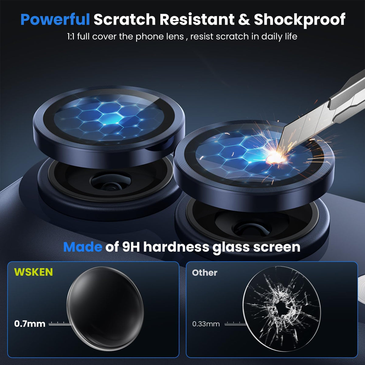 iPhone Duo Eagle Eye AR+AF Camera Lens Protector with Removal Tool [Blue]