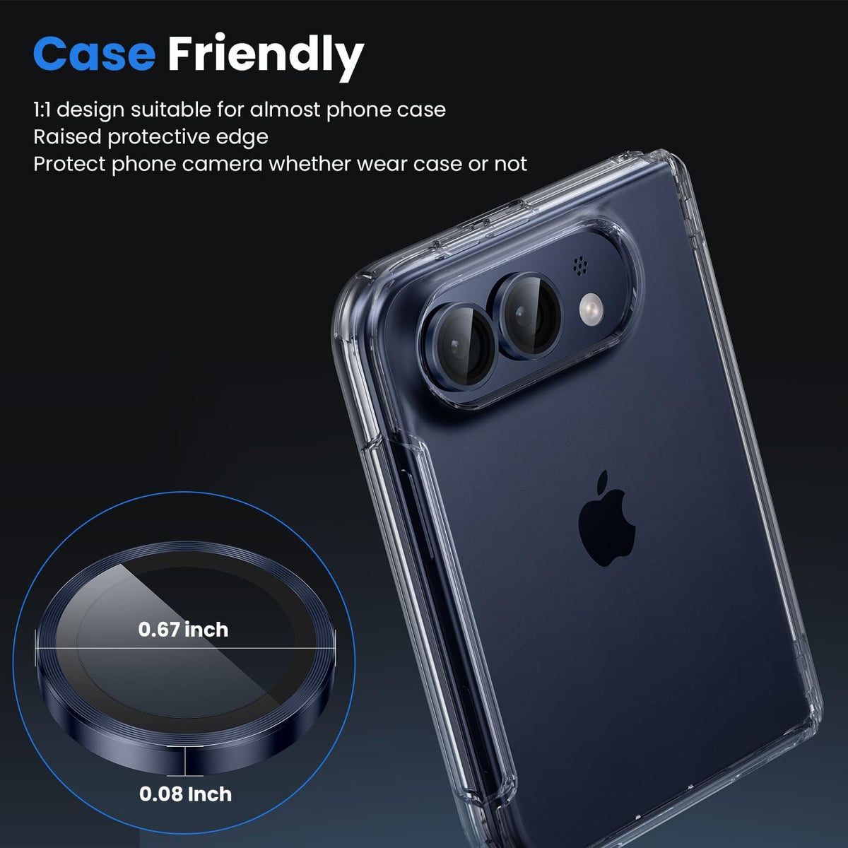 iPhone Duo Eagle Eye AR+AF Camera Lens Protector with Removal Tool [Blue]