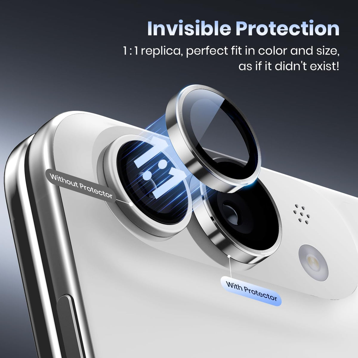 iPhone Duo Eagle Eye AR+AF Camera Lens Protector with Removal Tool [Silver]