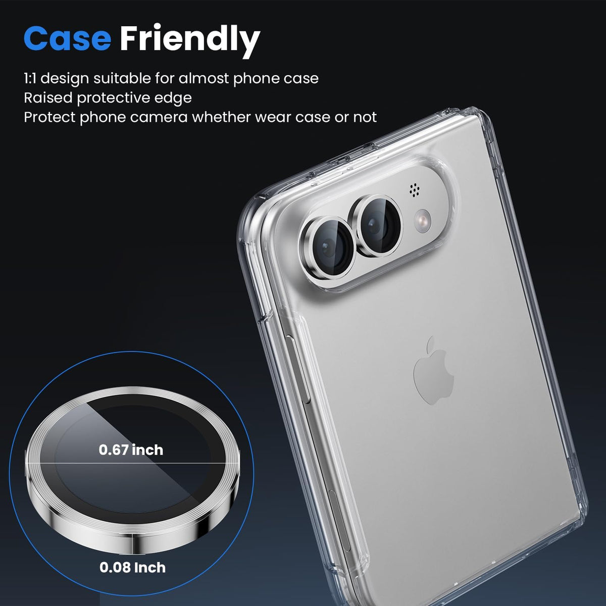iPhone Duo Eagle Eye AR+AF Camera Lens Protector with Removal Tool [Silver]