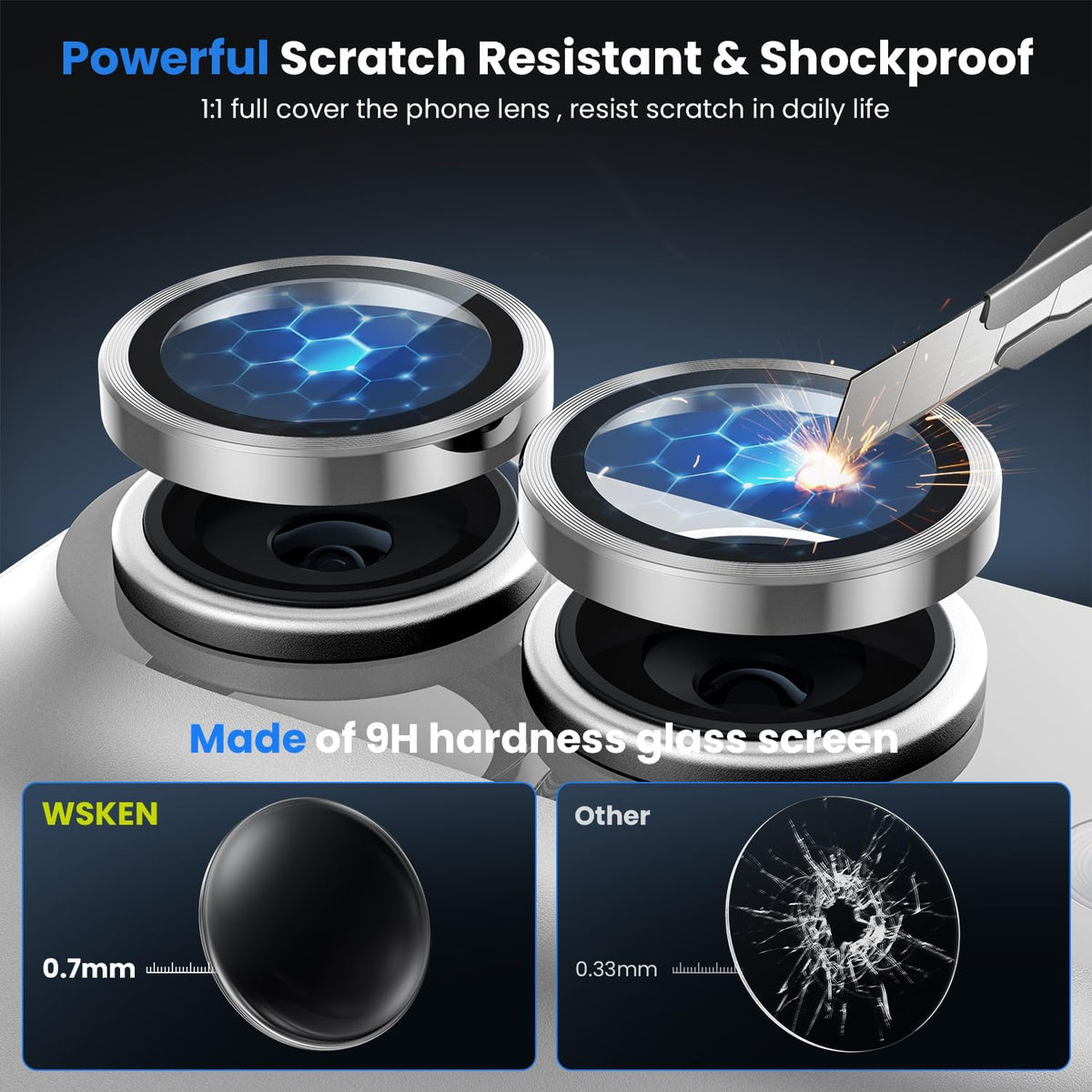iPhone Duo Eagle Eye AR+AF Camera Lens Protector with Removal Tool [Silver]