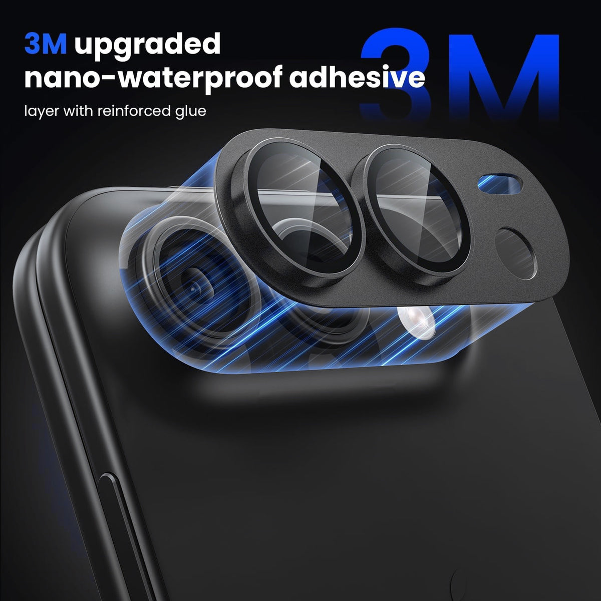 iPhone Duo AR+AF Matte Alloy Camera Island Lens Protector [Black]