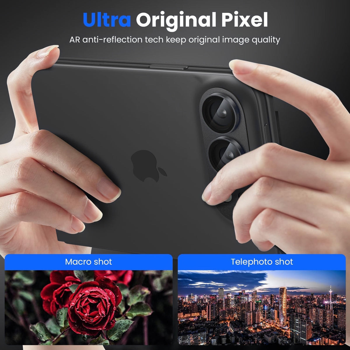 iPhone Duo AR+AF Matte Alloy Camera Island Lens Protector [Black]