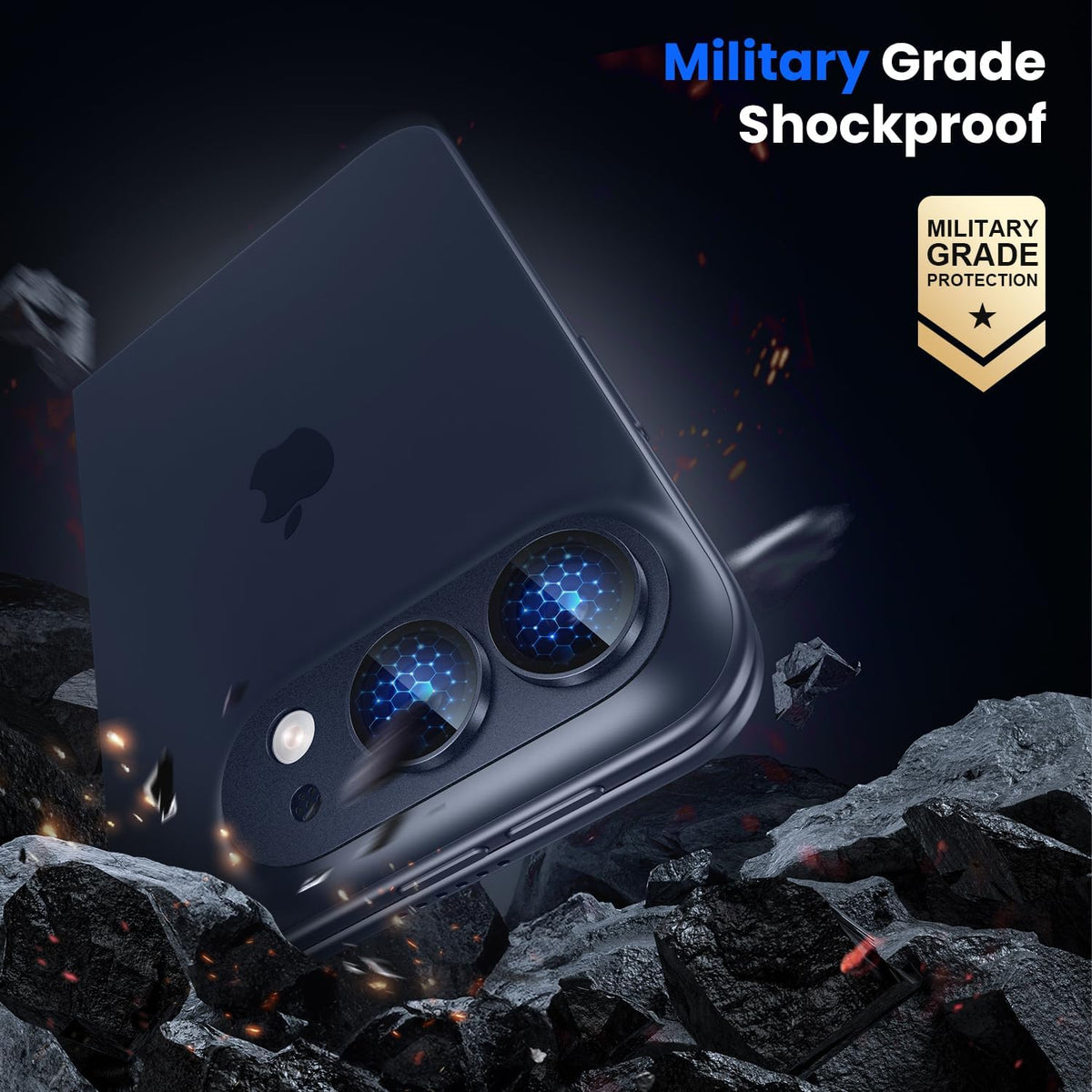 iPhone Duo AR+AF Matte Alloy Camera Island Lens Protector [Blue]