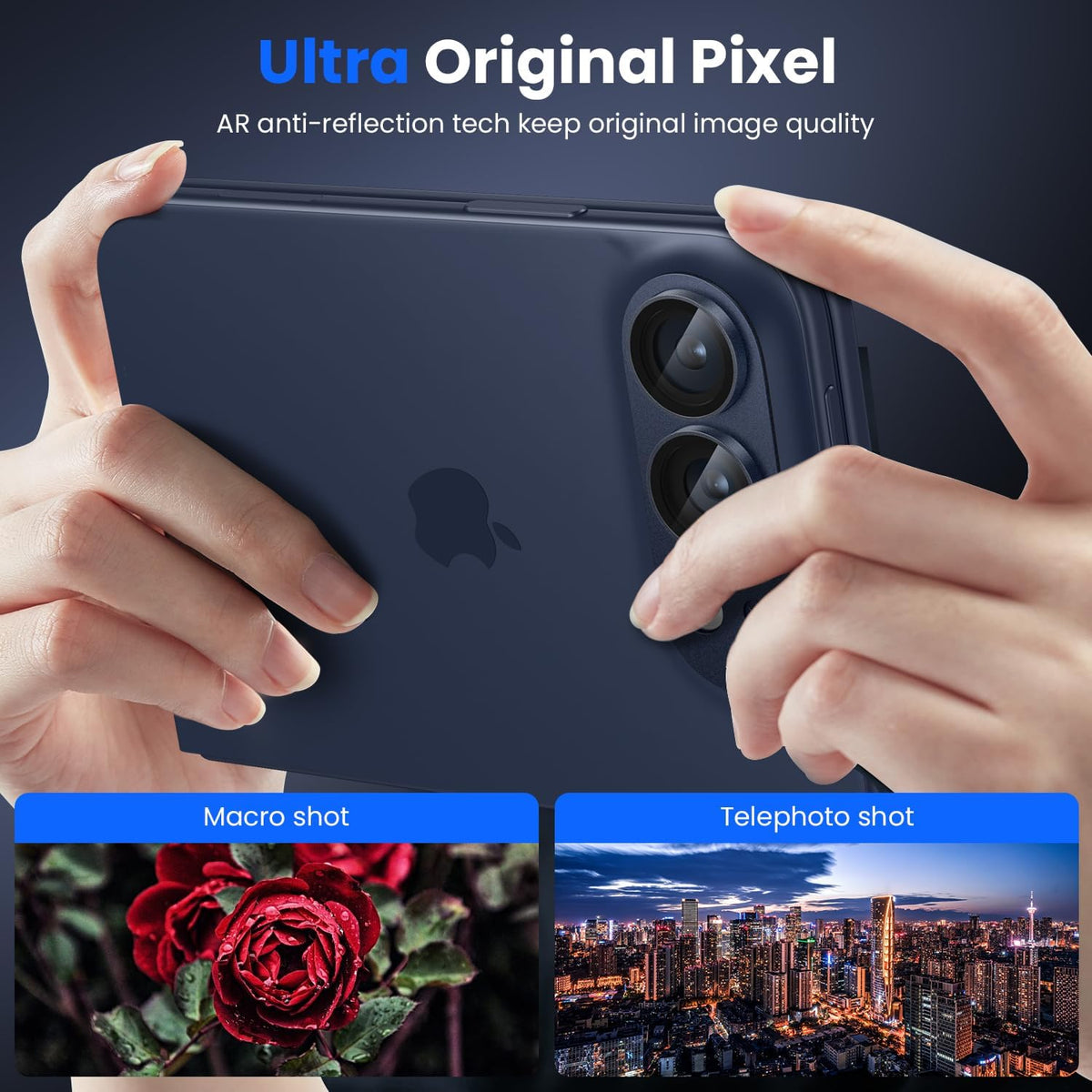 iPhone Duo AR+AF Matte Alloy Camera Island Lens Protector [Blue]