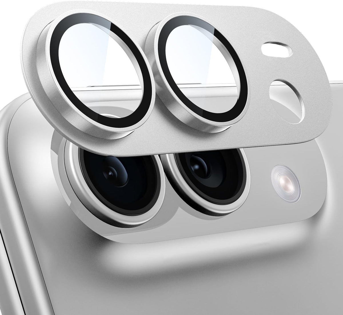iPhone Duo AR+AF Matte Alloy Camera Island Lens Protector [Silver]
