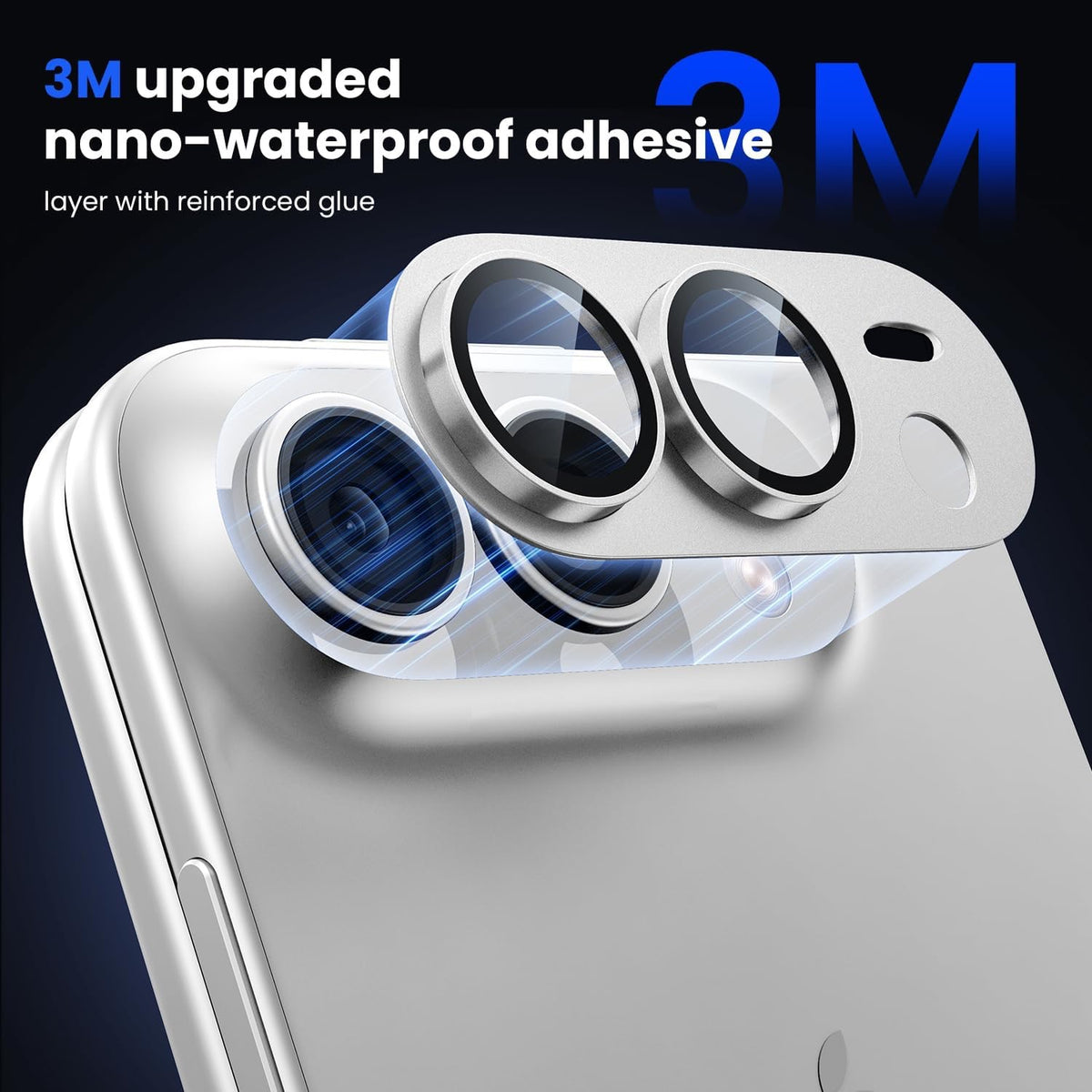 iPhone Duo AR+AF Matte Alloy Camera Island Lens Protector [Silver]