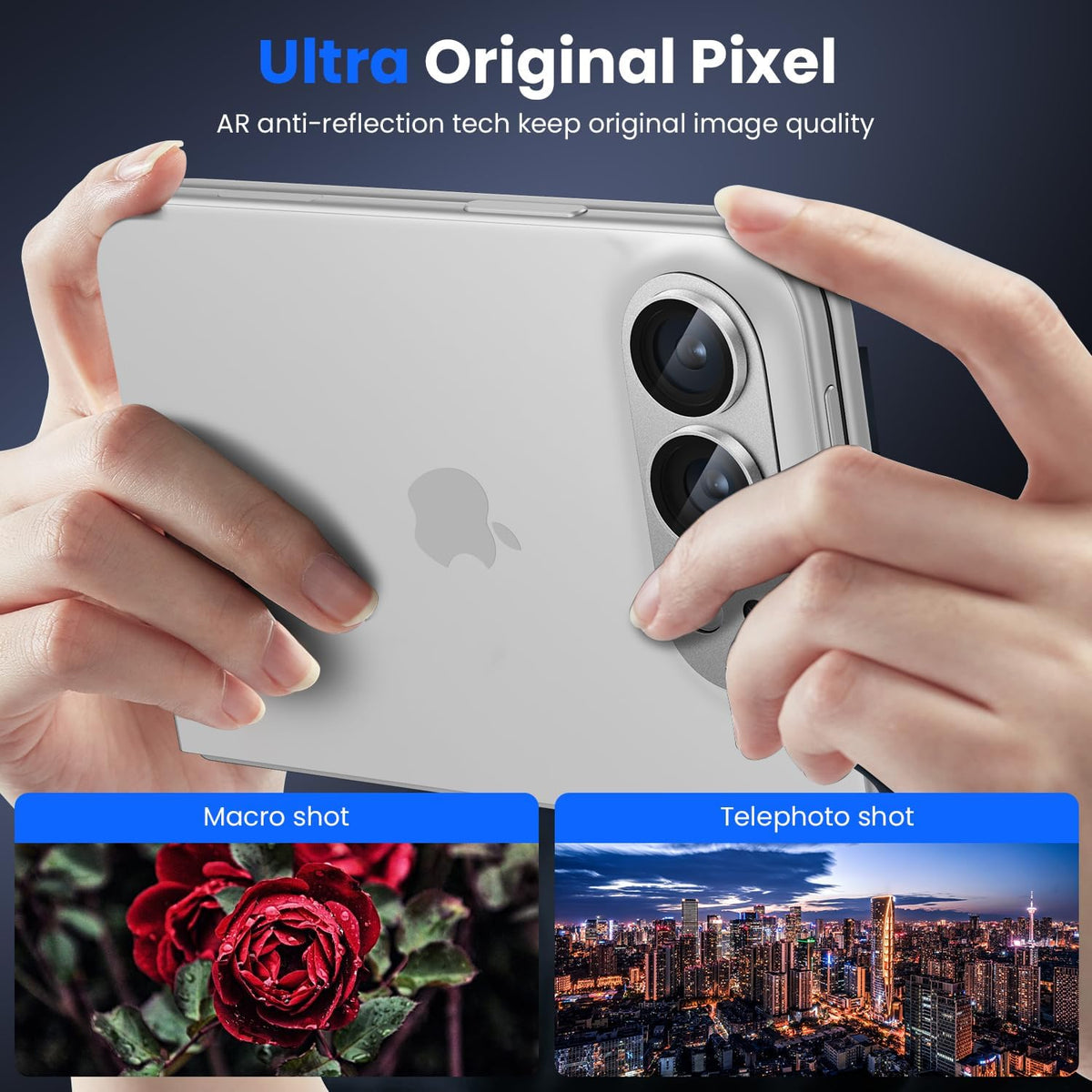 iPhone Duo AR+AF Matte Alloy Camera Island Lens Protector [Silver]