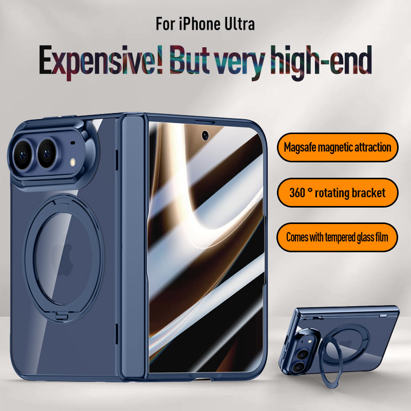 iPhone Duo Clear Magnetic Case - 360° Rotating Ring Stand & Hinge Shield [Black]