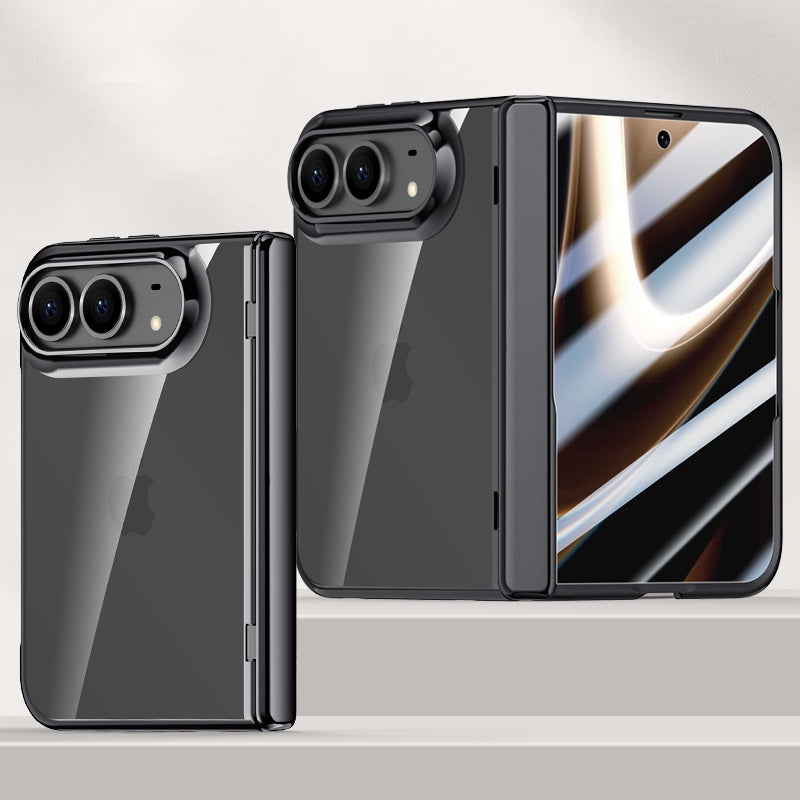 iPhone Duo Clear MagSafe Hinge Case with Built-in Tempered Glass [Black]