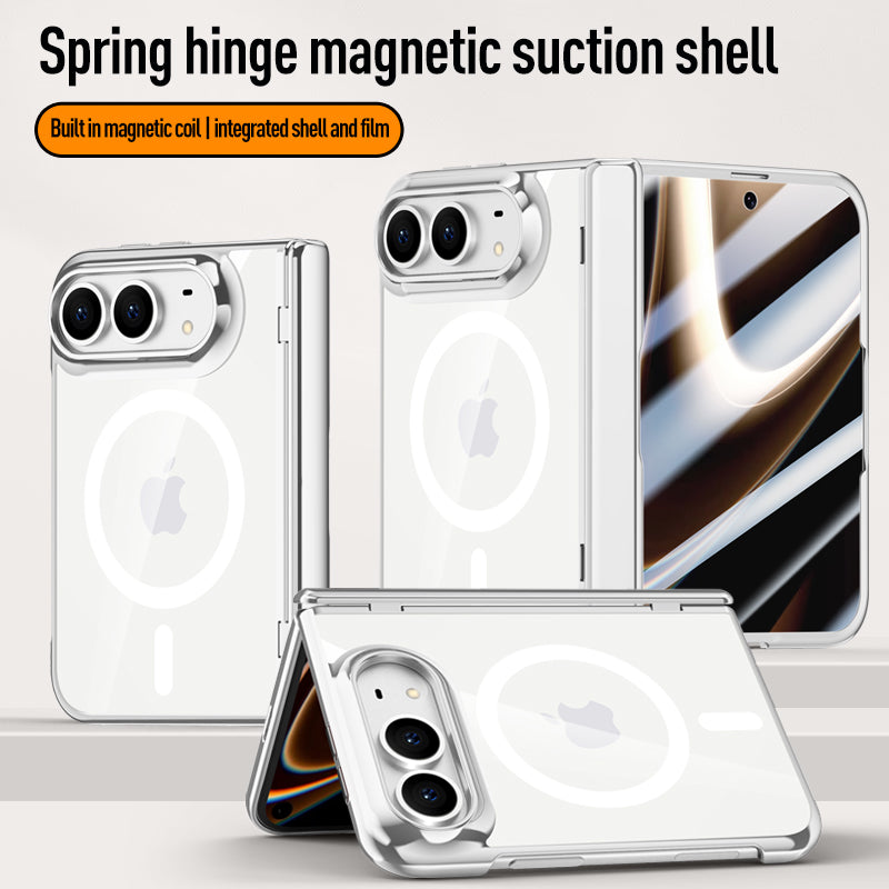 iPhone Duo Clear MagSafe Hinge Case with Built-in Tempered Glass [Black]