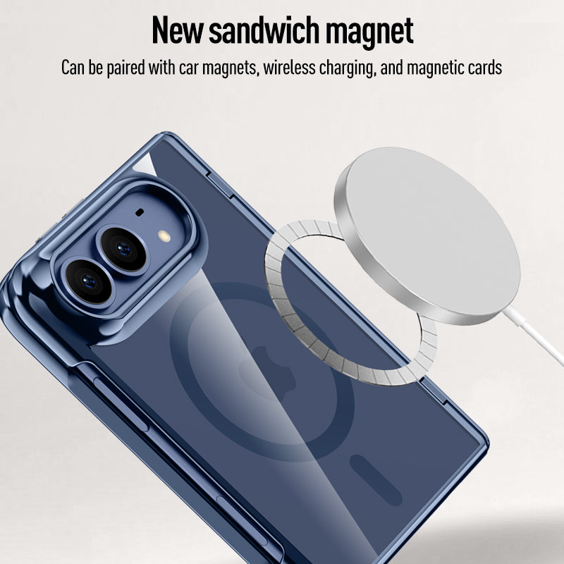 iPhone Duo Clear MagSafe Hinge Case with Built-in Tempered Glass [Black]