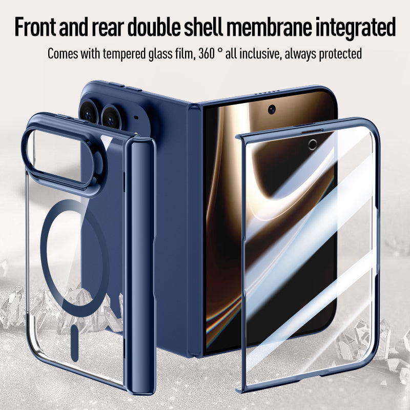 iPhone Duo Clear MagSafe Hinge Case with Built-in Tempered Glass [Blue]