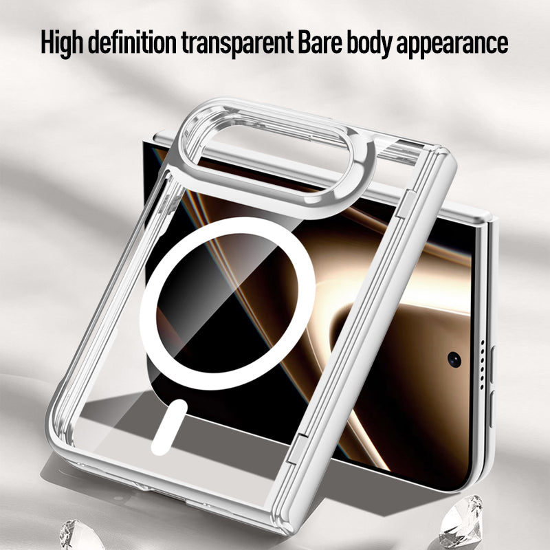 iPhone Duo Clear MagSafe Hinge Case with Built-in Tempered Glass [Black]