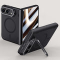 iPhone Duo Magnetic Skin-Feel Case - Hinge Shield & Lens Ring Stand [Black] - Black