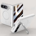 iPhone Duo Magnetic Skin-Feel Case - Hinge Shield & Lens Ring Stand [Silver] - Silver
