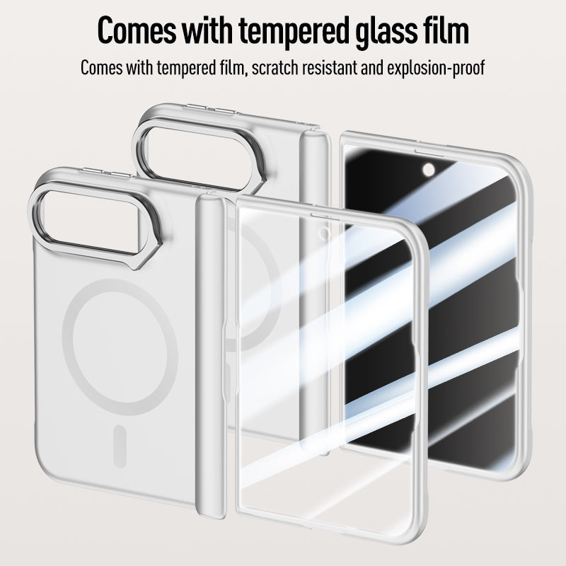 iPhone Duo Magnetic Skin-Feel Case - Hinge Shield & Lens Ring Stand [Blue]