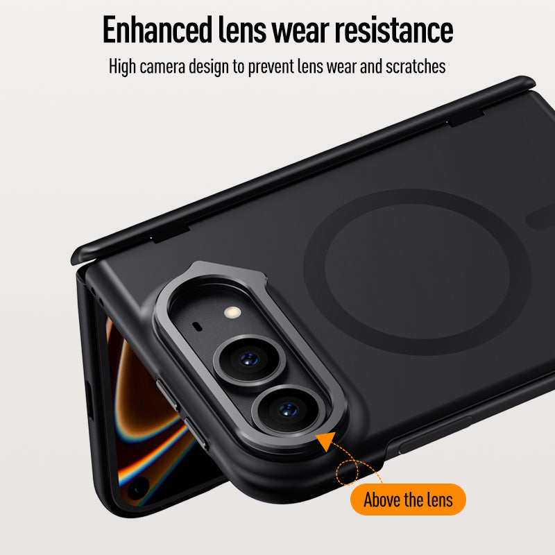 iPhone Duo Magnetic Skin-Feel Case - Hinge Shield & Lens Ring Stand [Black]