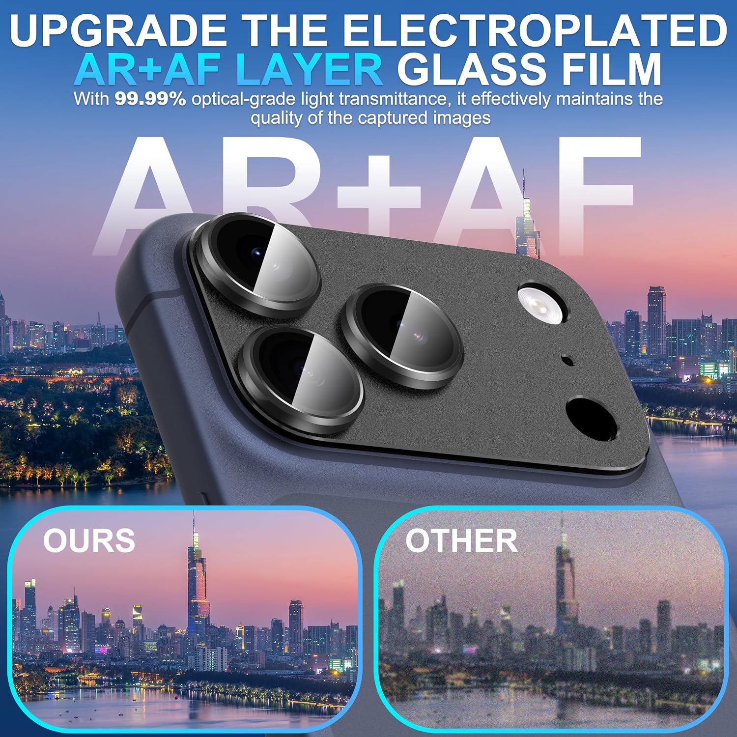 iPhone 18 Pro AR+AF Matte Alloy Camera Island Lens Protector [Black]