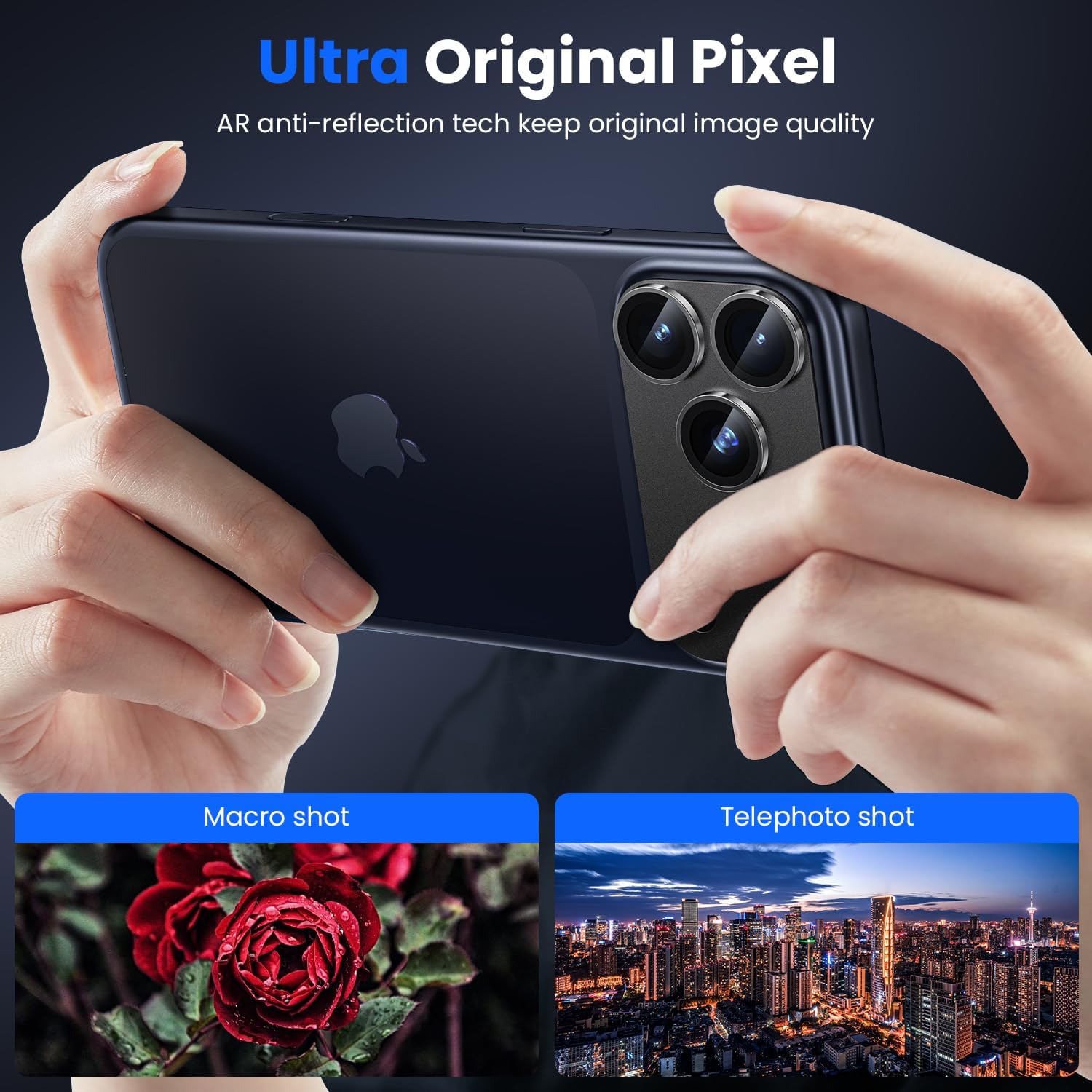 iPhone 18 Pro Max AR+AF Matte Alloy Camera Island Lens Protector [Black]