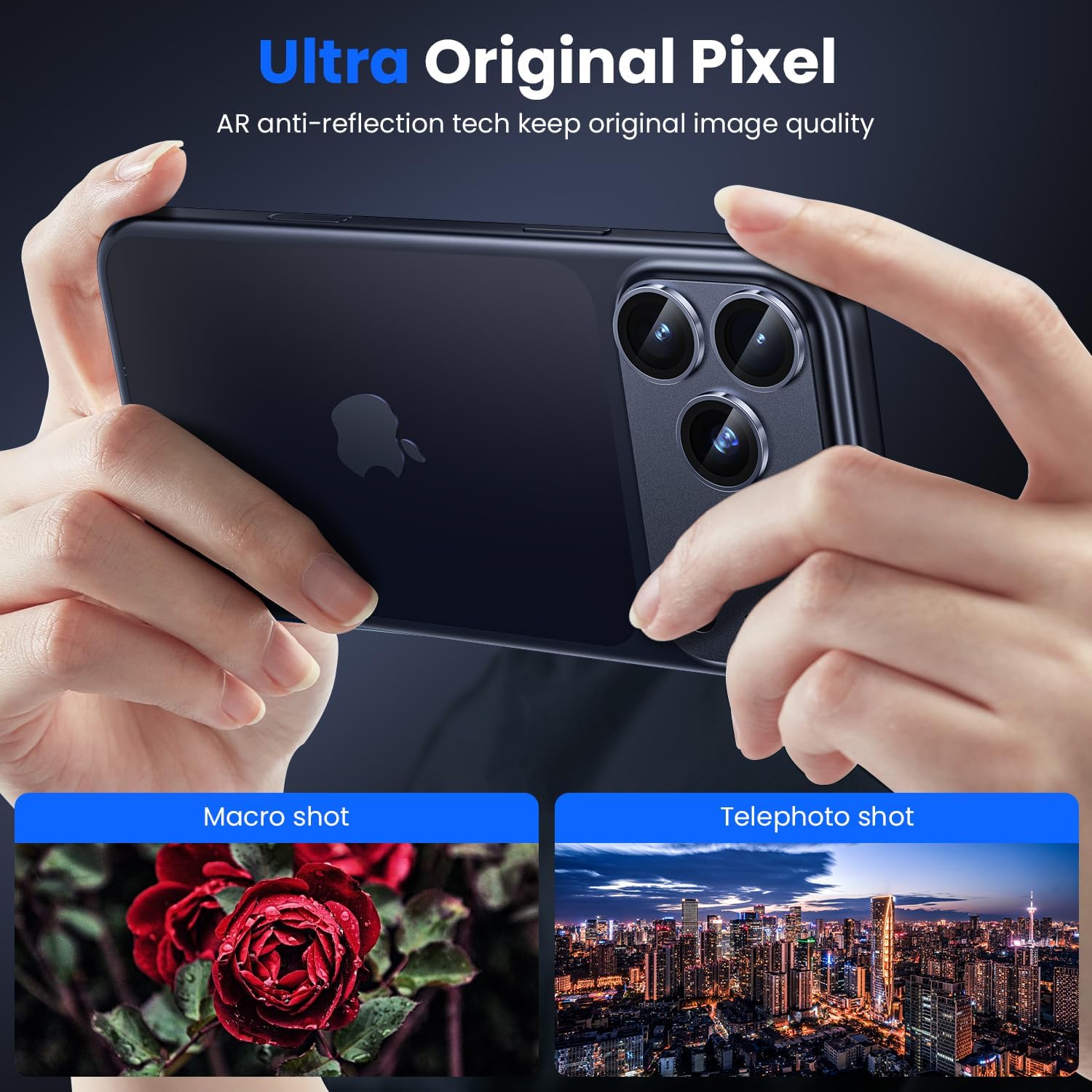 iPhone 18 Pro Max AR+AF Matte Alloy Camera Island Lens Protector [Light Blue]