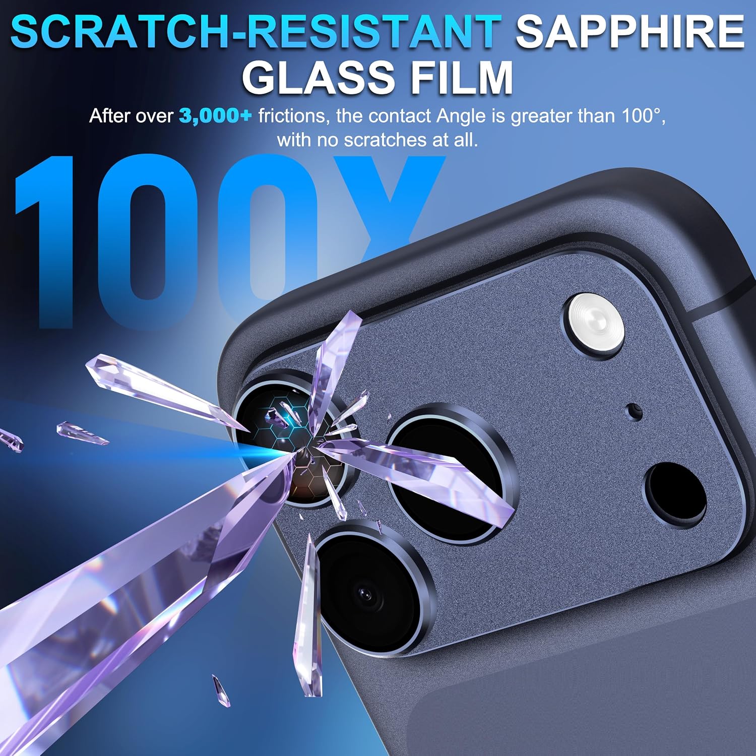 iPhone 18 Pro Max AR+AF Matte Alloy Camera Island Lens Protector [Light Blue]