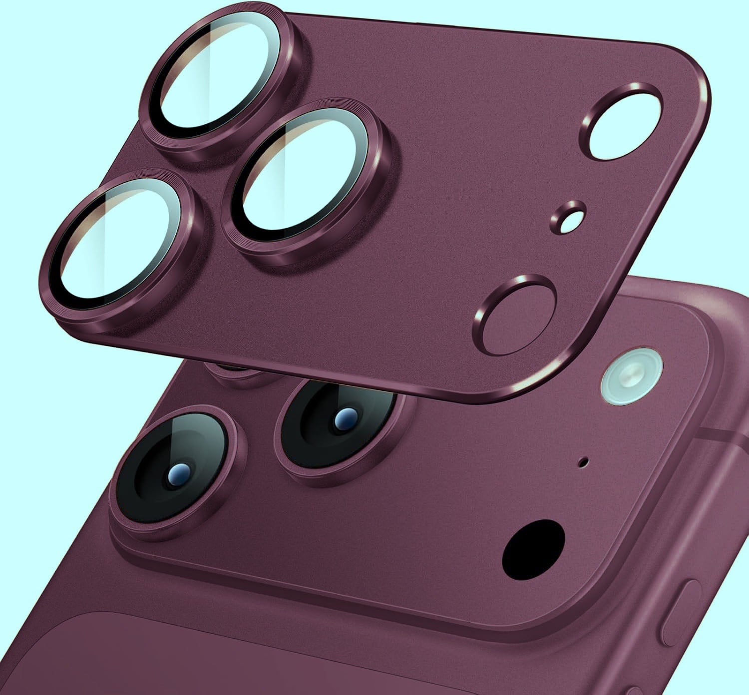 iPhone 18 Pro Max AR+AF Matte Alloy Camera Island Lens Protector [Dark Cherry]