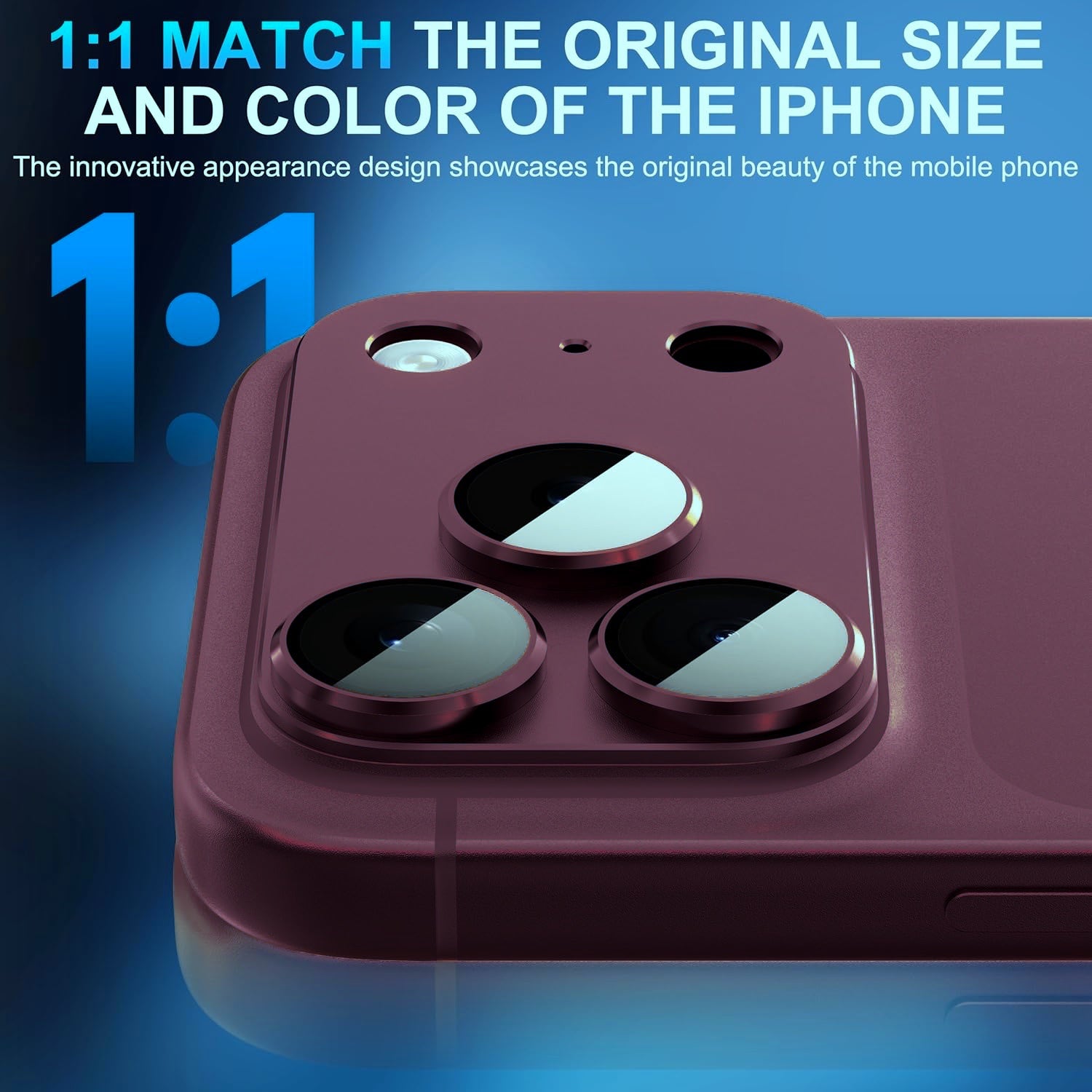 iPhone 18 Pro AR+AF Matte Alloy Camera Island Lens Protector [Dark Cherry]