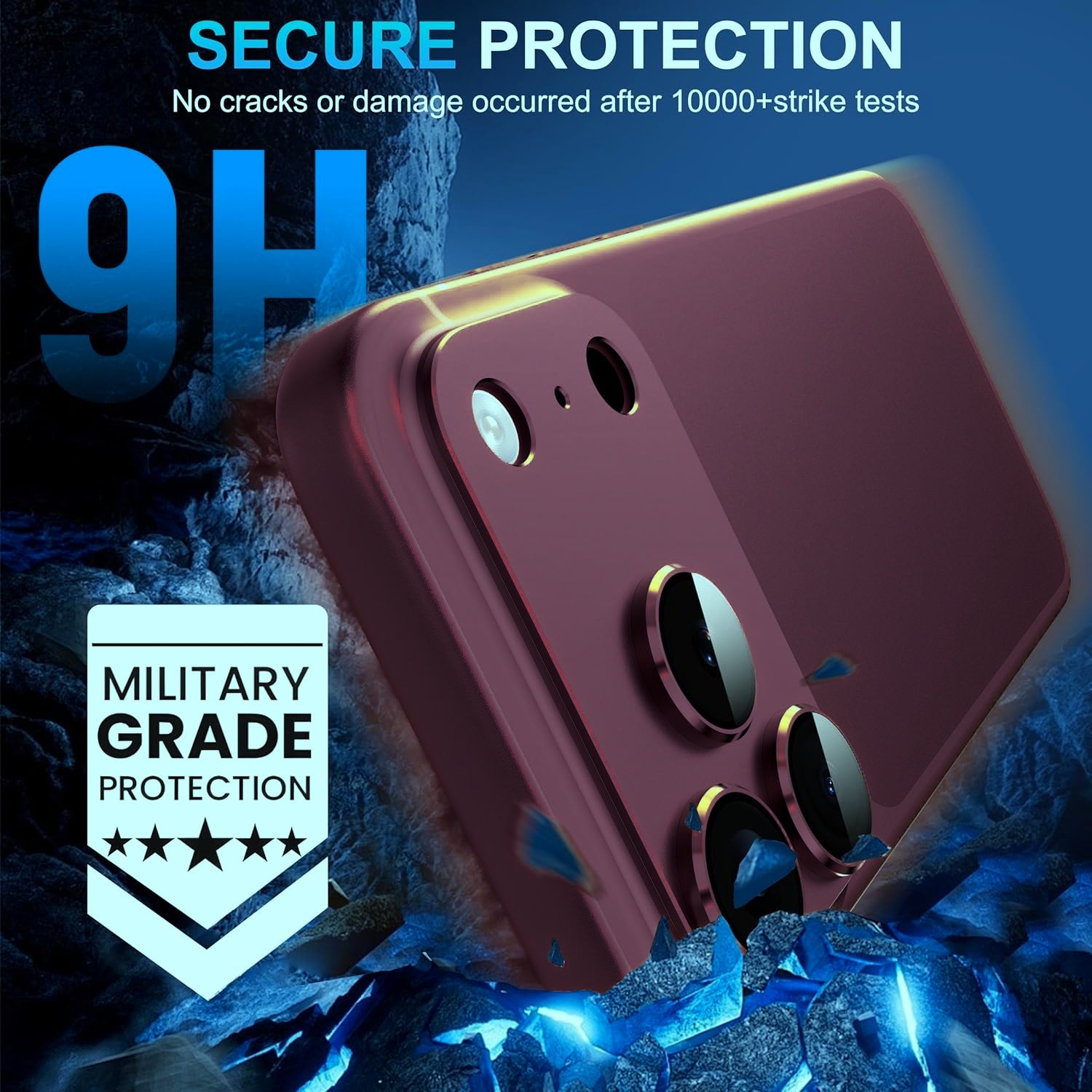 iPhone 18 Pro Max AR+AF Matte Alloy Camera Island Lens Protector [Dark Cherry]