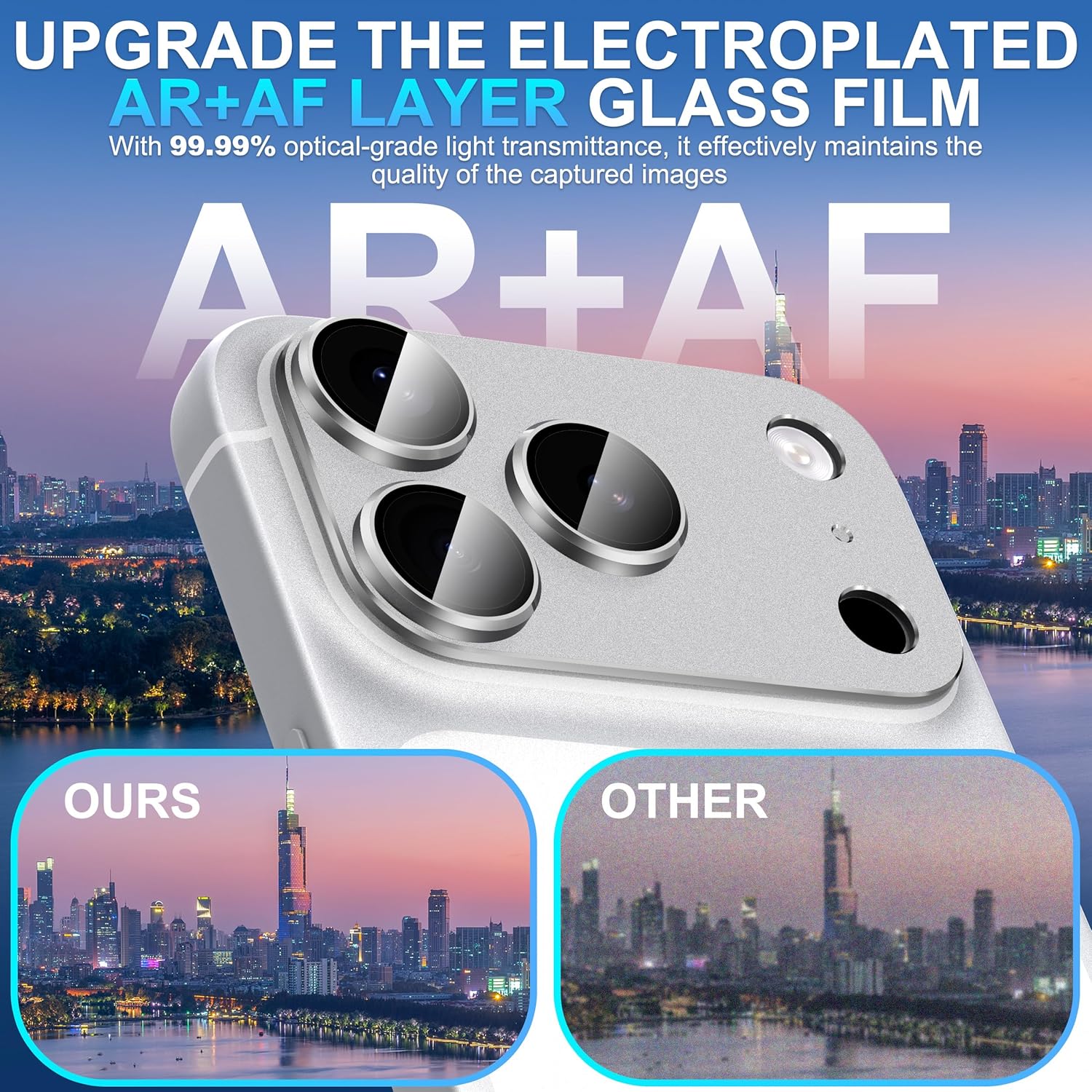 iPhone 18 Pro Max AR+AF Matte Alloy Camera Island Lens Protector [Silver]