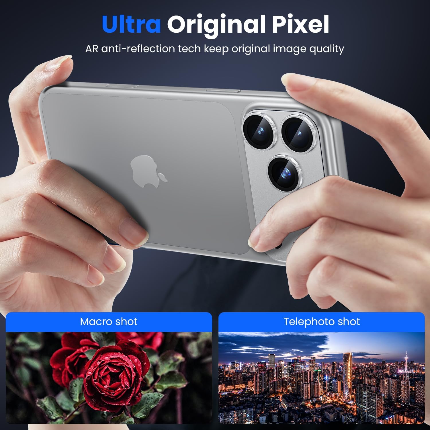 iPhone 18 Pro Max AR+AF Matte Alloy Camera Island Lens Protector [Silver]
