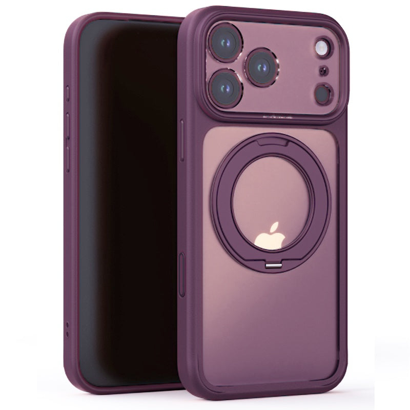 iPhone 18 Pro Clear MagSafe 360° Rotating Ring Stand Case [Burgundy]