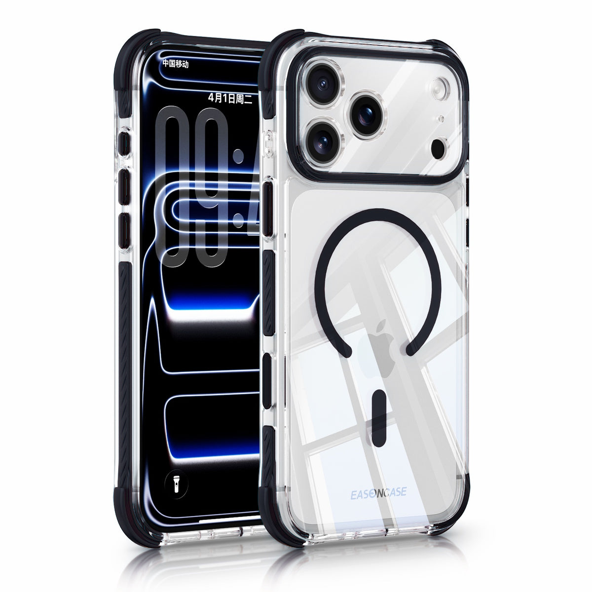 iPhone 18 Pro CrystalGuard MagSafe Clear Shockproof Bumper Case [Black]