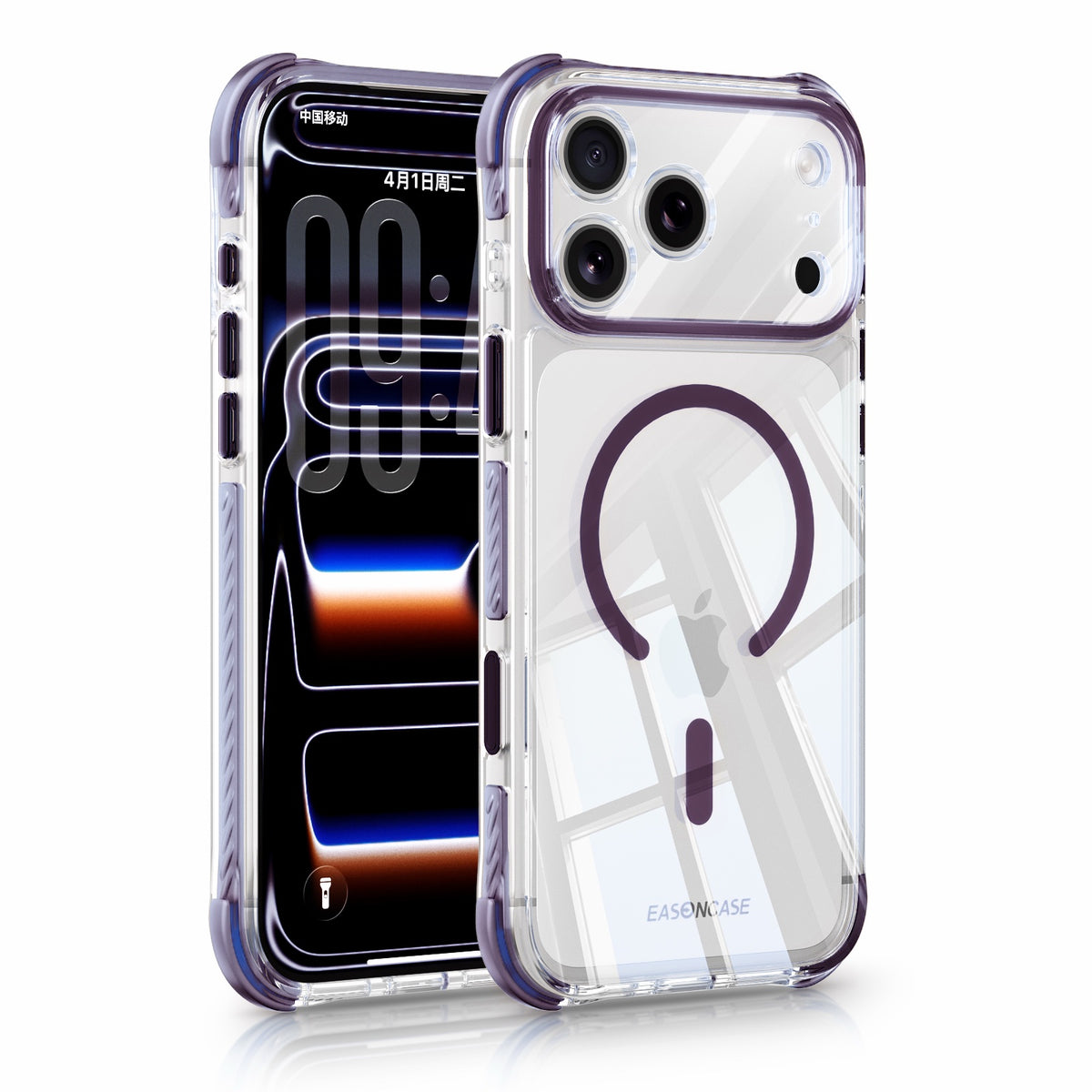 iPhone 18 Pro CrystalGuard MagSafe Clear Shockproof Bumper Case [Burgundy]