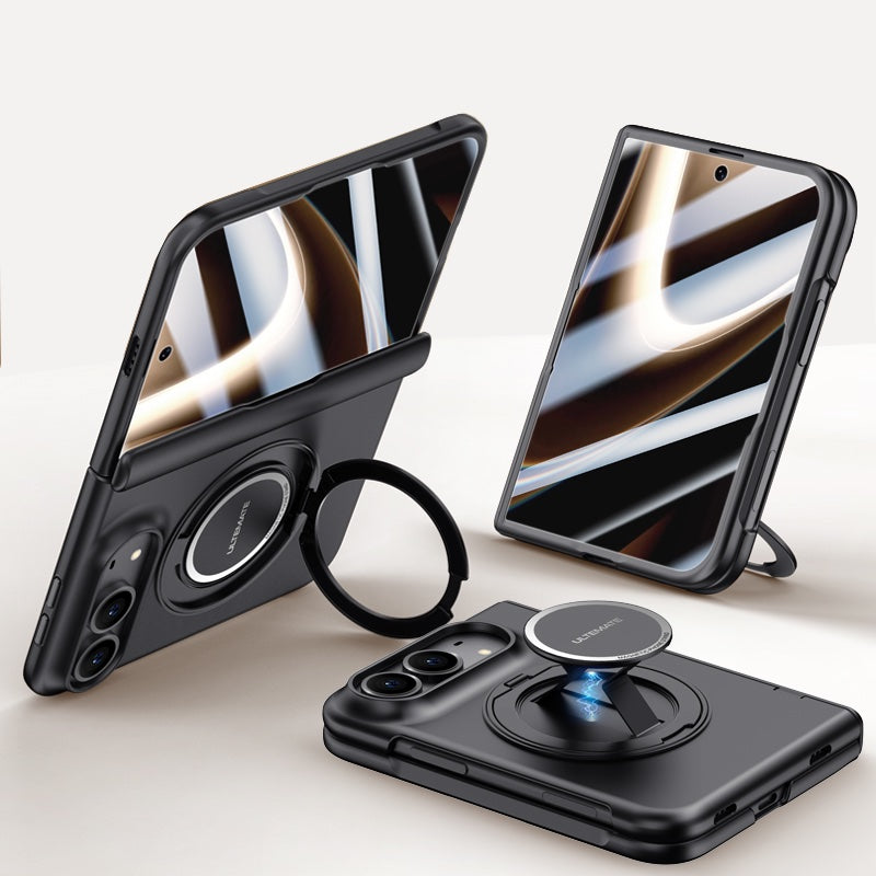 iPhone Duo 360° Rotating MagSafe Case with Retractable Hand Strap & Built-in Glass [Black]