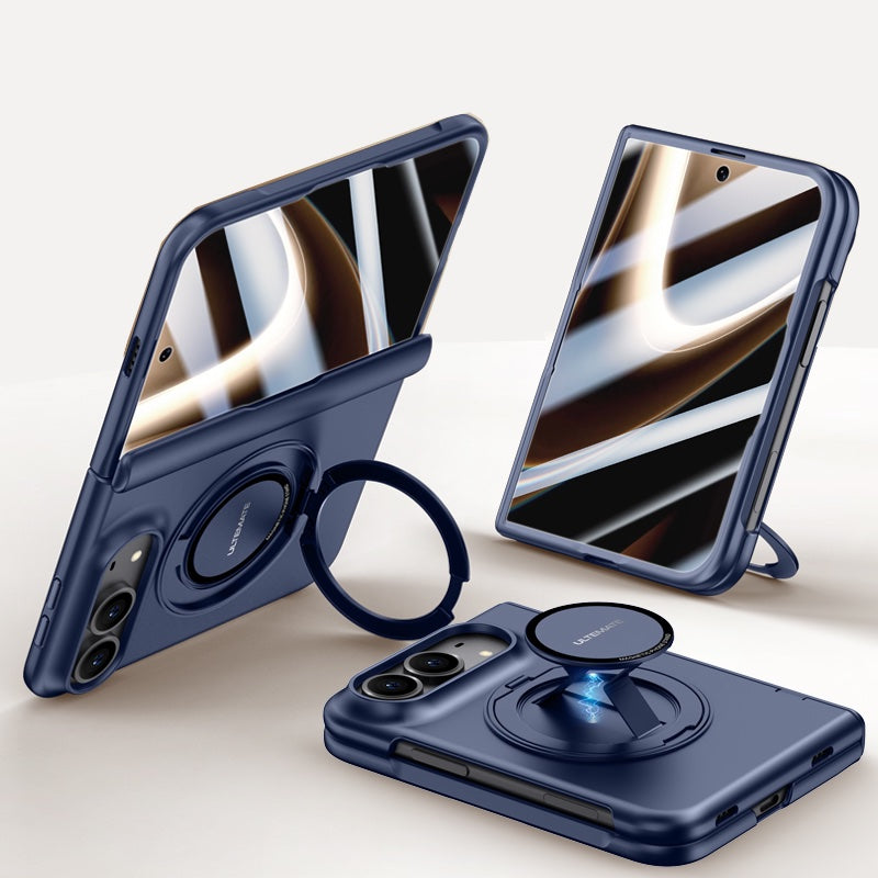 iPhone Duo 360° Rotating MagSafe Case with Retractable Hand Strap & Built-in Glass [Blue]