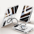 iPhone Duo 360° Rotating MagSafe Case with Retractable Hand Strap & Built-in Glass [Silver] - Silver