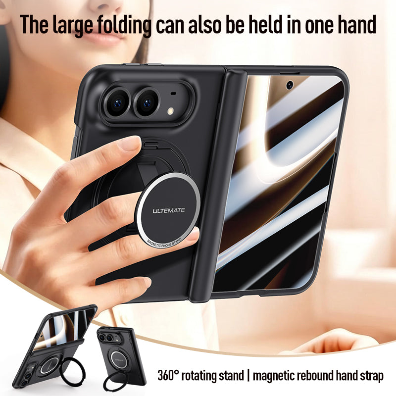 iPhone Duo 360° Rotating MagSafe Case with Retractable Hand Strap & Built-in Glass [Black]