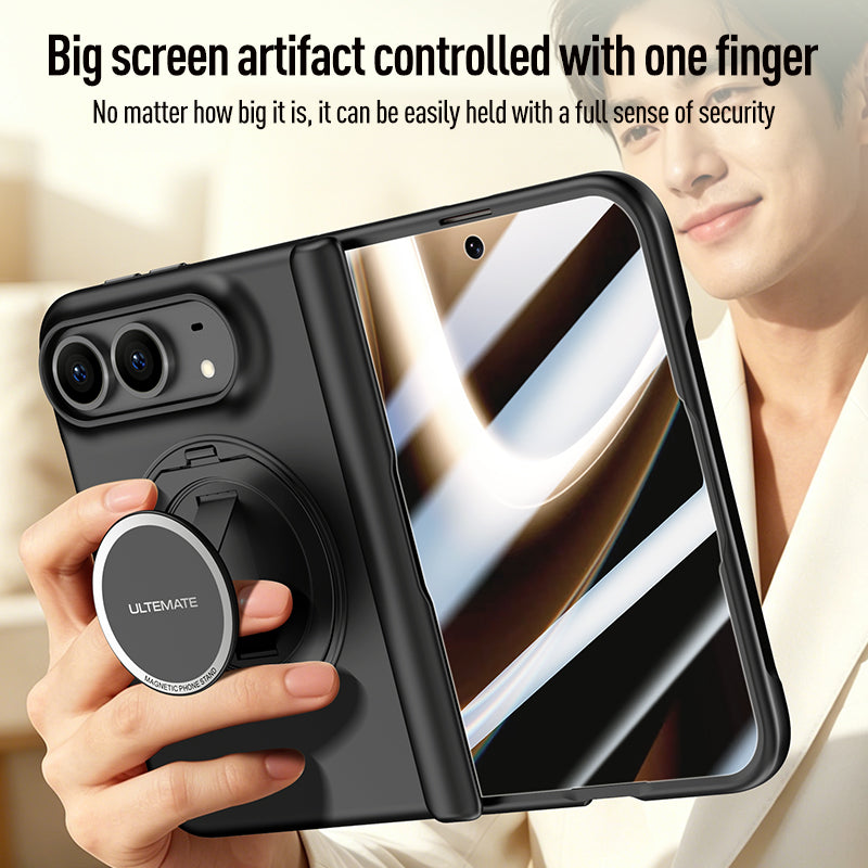 iPhone Duo 360° Rotating MagSafe Case with Retractable Hand Strap & Built-in Glass [Black]