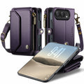iPhone Duo CaseMe Crossbody Wallet Case with Strap, Card Slots & Zipper Pocket [Purple] - Purple