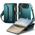 iPhone Duo CaseMe Crossbody Wallet Case with Strap, Card Slots & Zipper Pocket [Teal] - Teal