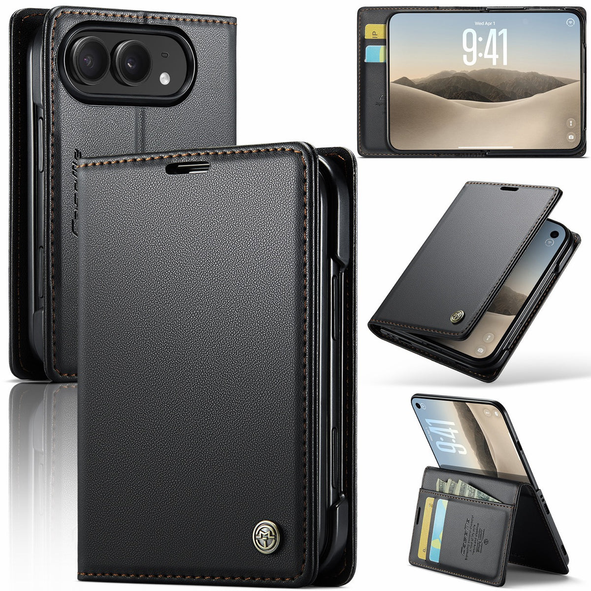 iPhone Duo CaseMe Retro Wallet Case [Black]