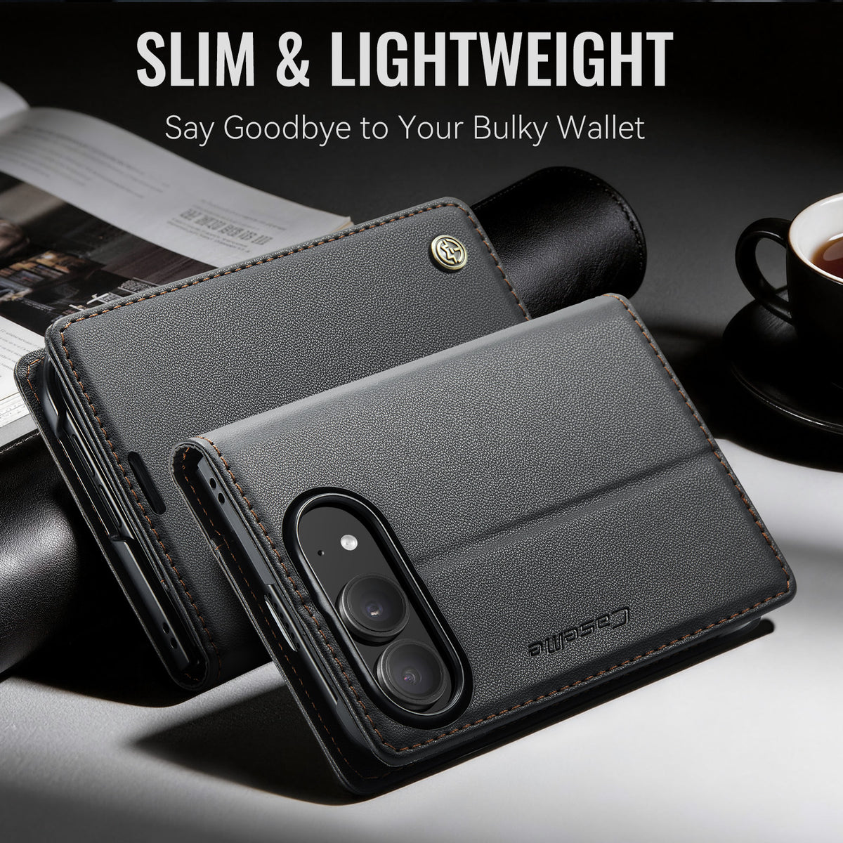 iPhone Duo CaseMe Retro Wallet Case [Black]