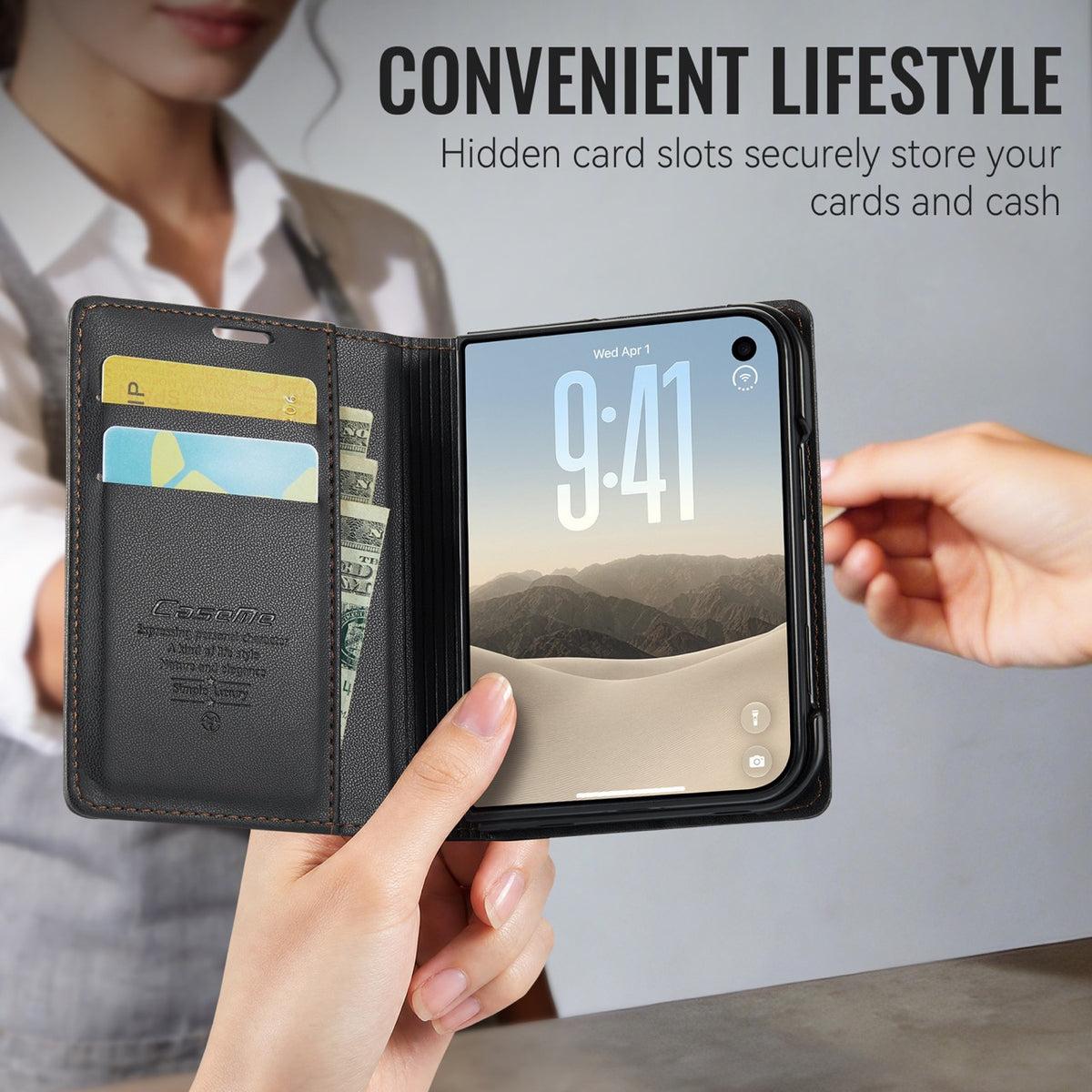 iPhone Duo CaseMe Retro Wallet Case [Black]