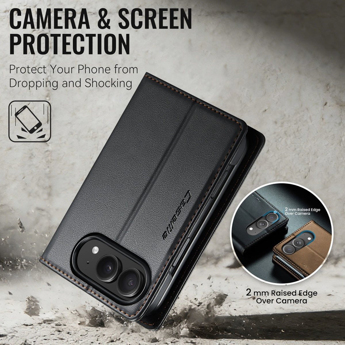 iPhone Duo CaseMe Retro Wallet Case [Black]
