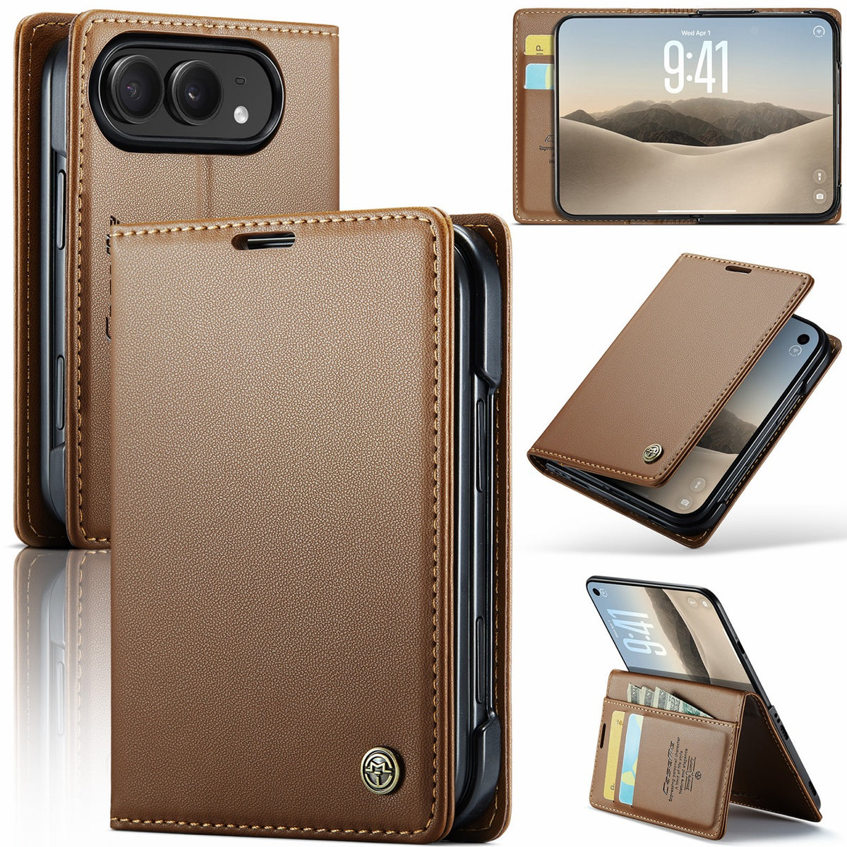 iPhone Duo CaseMe Retro Wallet Case [Brown]
