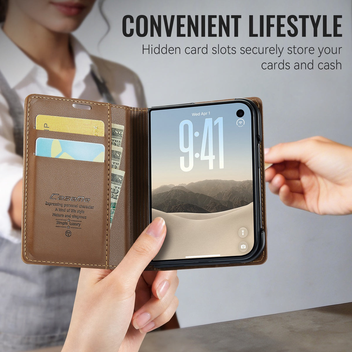 iPhone Duo CaseMe Retro Wallet Case [Brown]