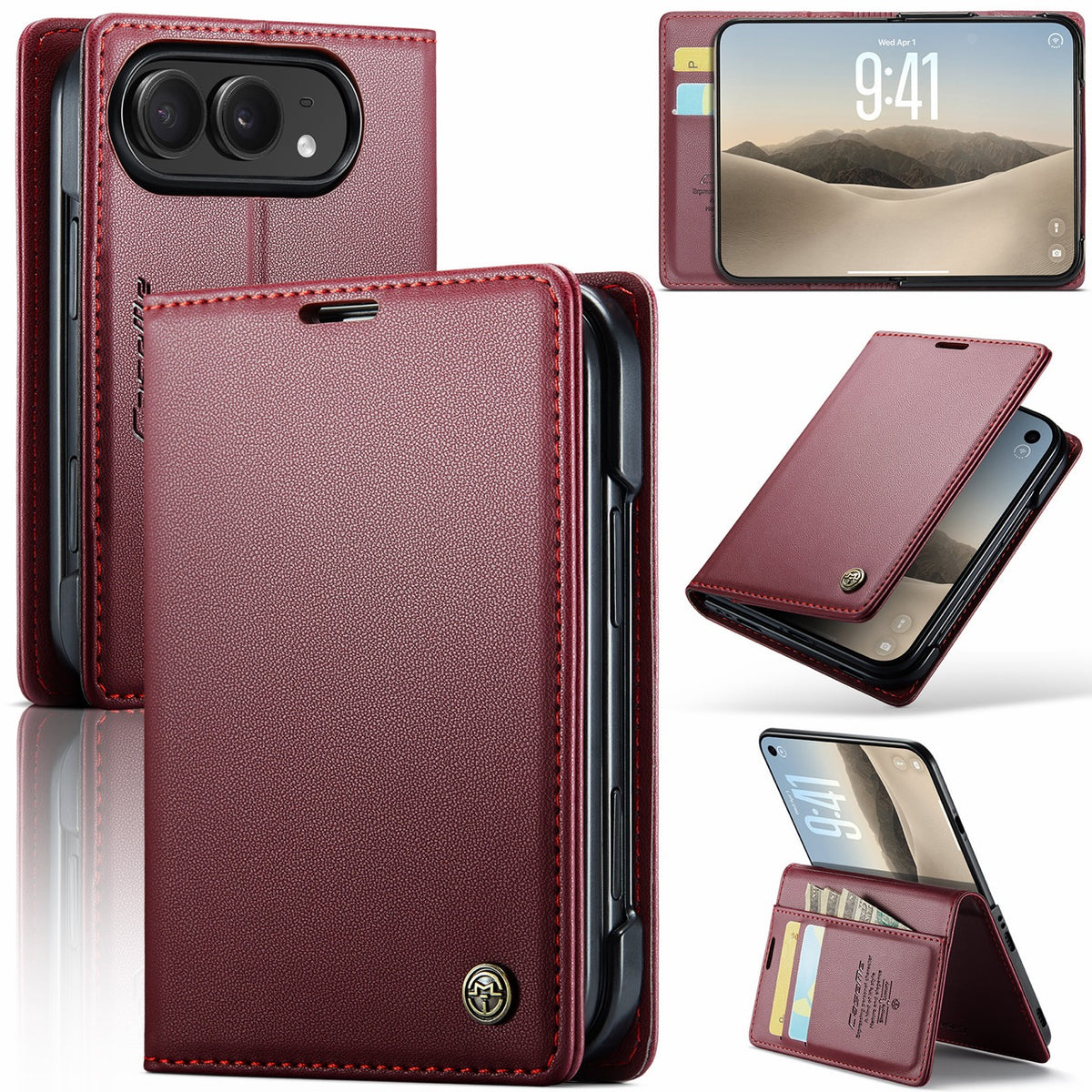 iPhone Duo CaseMe Retro Wallet Case [Maroon]